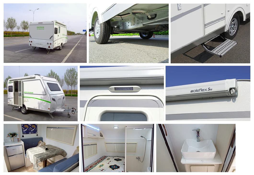 2022 New Customized Car Trailer Mobile RV Traivel Trailer 110-380V Camper Van with Toilet Kitchen Shower Beds