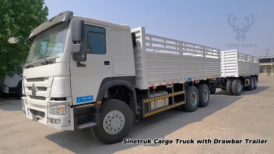 New Used Sinotruk HOWO Tx Nx 371HP 380HP 400HP Chassis Truck Van Lorry Dolly Side Board 20FT Container Cargo Fence Used Sinotruck Drawbar Sino Trucks Trailer 